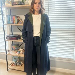 J.  gallery Women's Navy and Olive Trench Coat vintage 90’s. No longer made